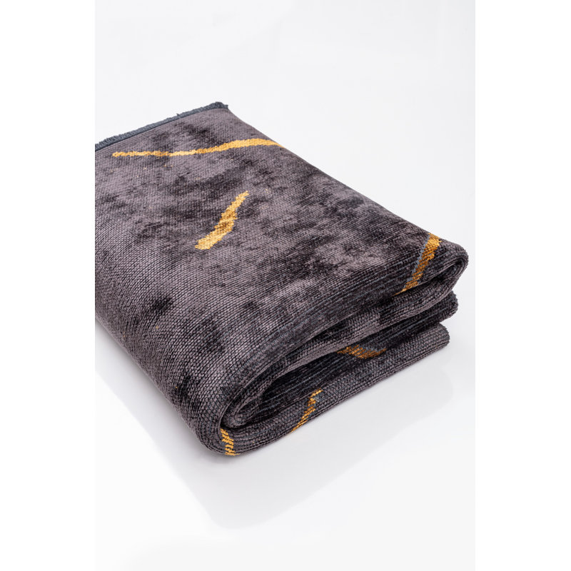 Rapture Black/Gold Abstract Luxury Area Rug, Rectangle 7'10" x 9'10"