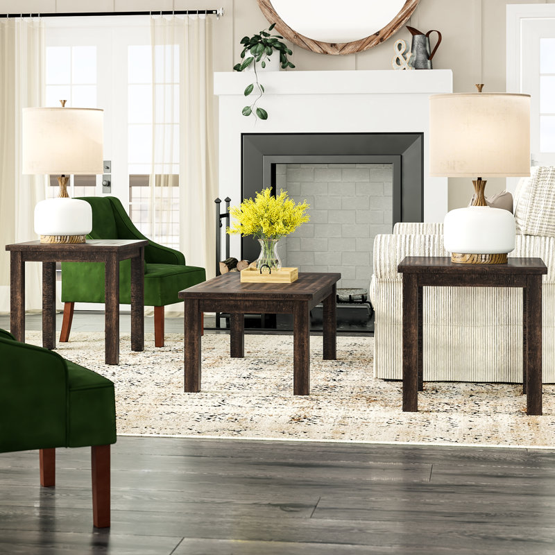 Ecrin Dark Wood 3-Piece Living Room Table Set