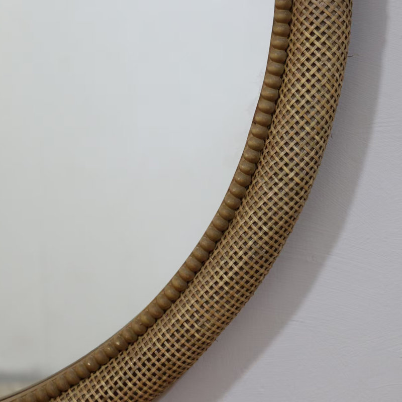 Miroir rond en rotin 31,9 po