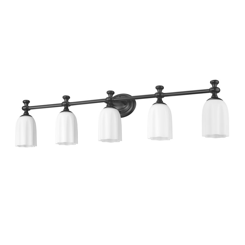 Ensemble de meuble-lavabo 5 lumières Amrutha, Noir mat