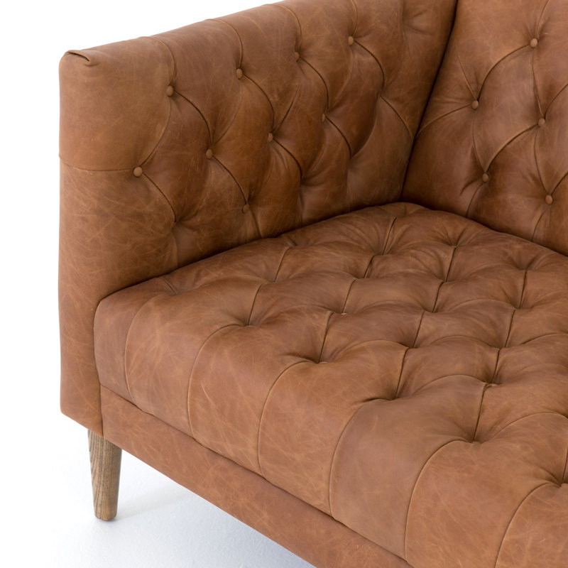 Williams Leather Sofa-75"-Nat Wash Camel, Natural Washed Camel Genuine Leather