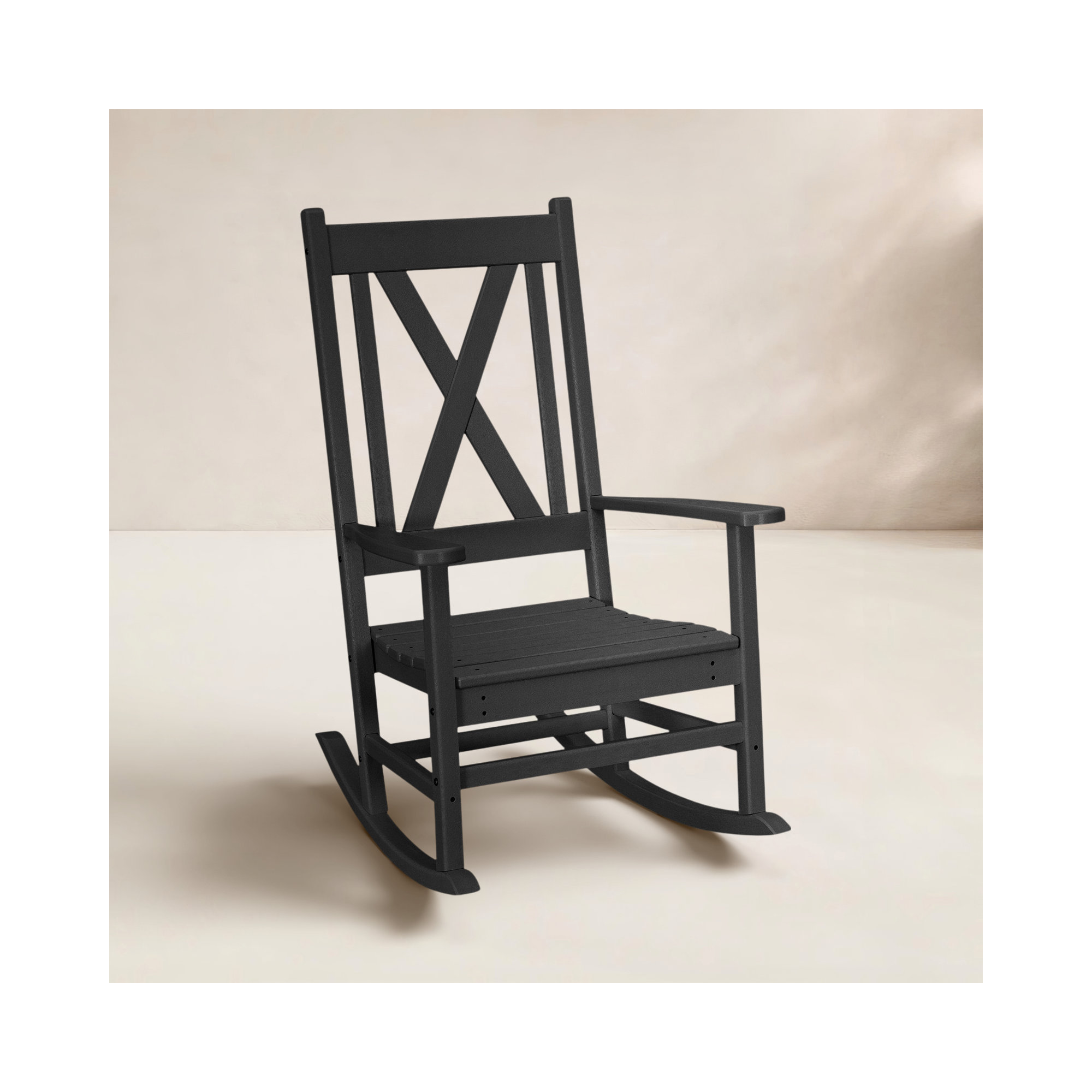 POLYWOOD Braxton Porch Rocking Chair, Black