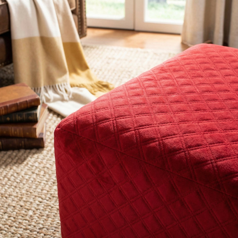 Peres Velvet Ottoman, Red Velvet
