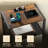  24.2" 2 - Drawer Nightstand Yellow Blue Plaid Soft Pastel Checkered Side Table with Charging Station Iron Frame Bedside Table