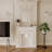 Beige Manufactured Wood Electric Fireplace