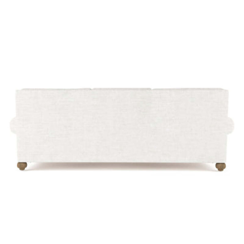 Leroy Rolled Panel-Arm Sofa with Bun Feet, 36" H x 84" W x 43" D, Crushed Velvet Alabaster, Natural