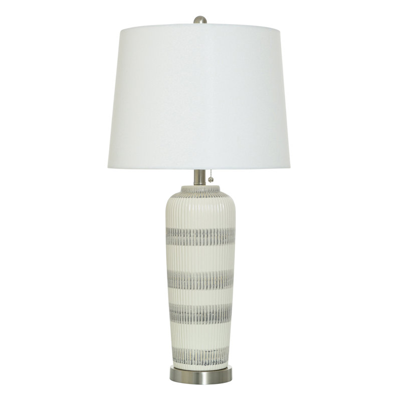 Danielson - Lampe de table en céramique - Abat-jour blanc cassé, Ivoire gris