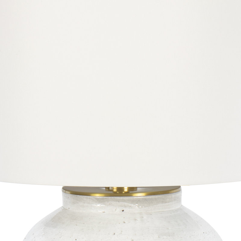 White Ceramic Table Lamp with Linen Shade