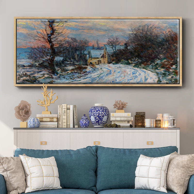 Road to Giverny in Winter, 1885 (1) - Toile encadrée, H 20 po x l 50 po