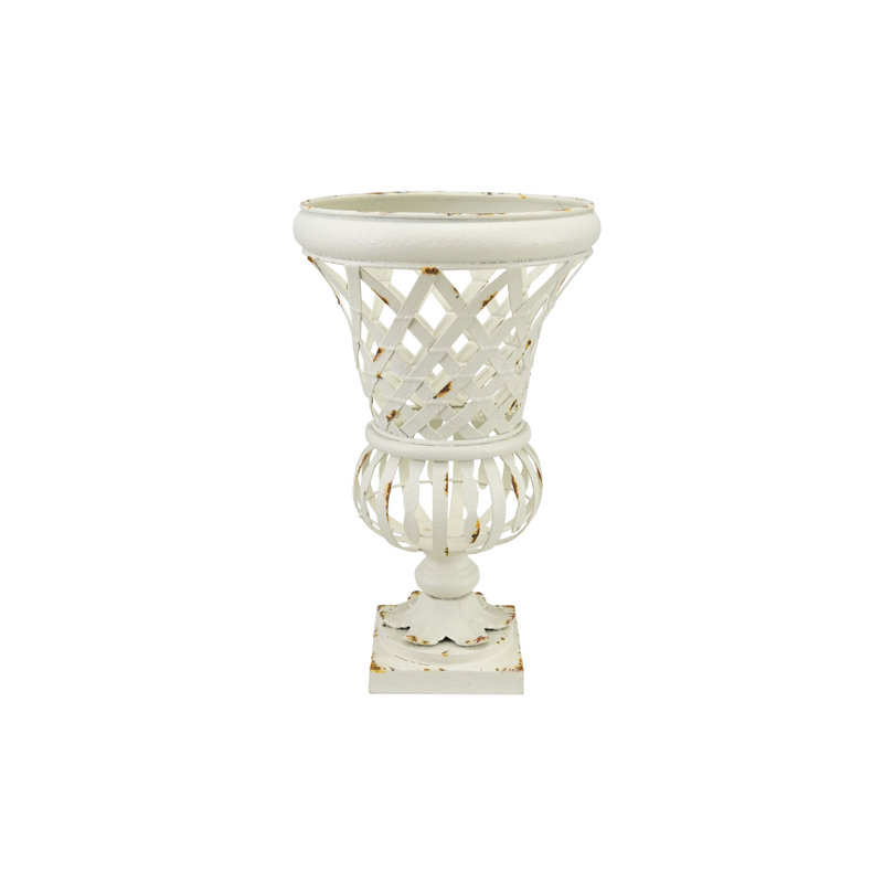 White Metal Urn Vase