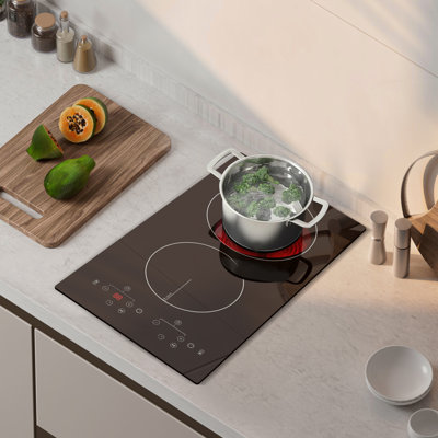 2 Burners Electric Cooktop, 120v Plug in Ceramic Cooktop
