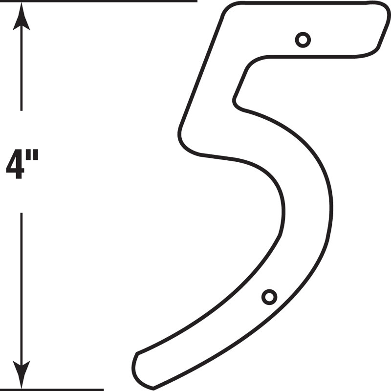 Numéro de maison de 4 po Prime-Line, moulé sous pression, finition laiton, 5