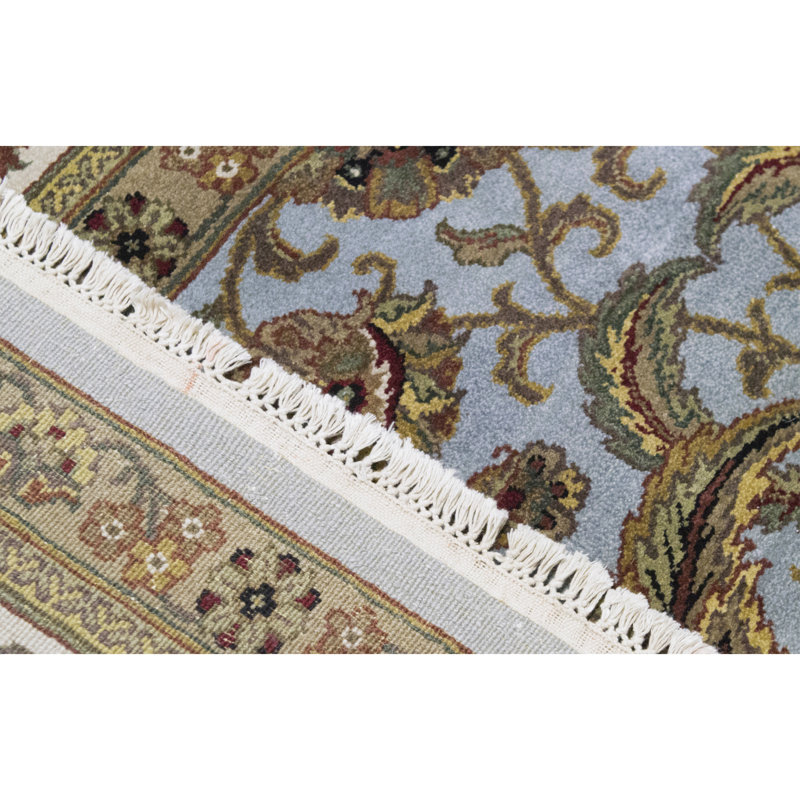Tapis bleu clair et ivoire de haute qualité noué à la main Trinity, Rectangle 10 pi 1 po x 14 pi 5 po