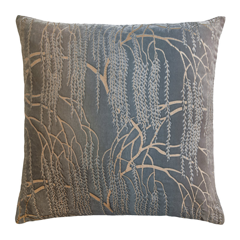 Metallic Square Velvet Pillow Cover & Insert, 18" x 18", Gunmetal