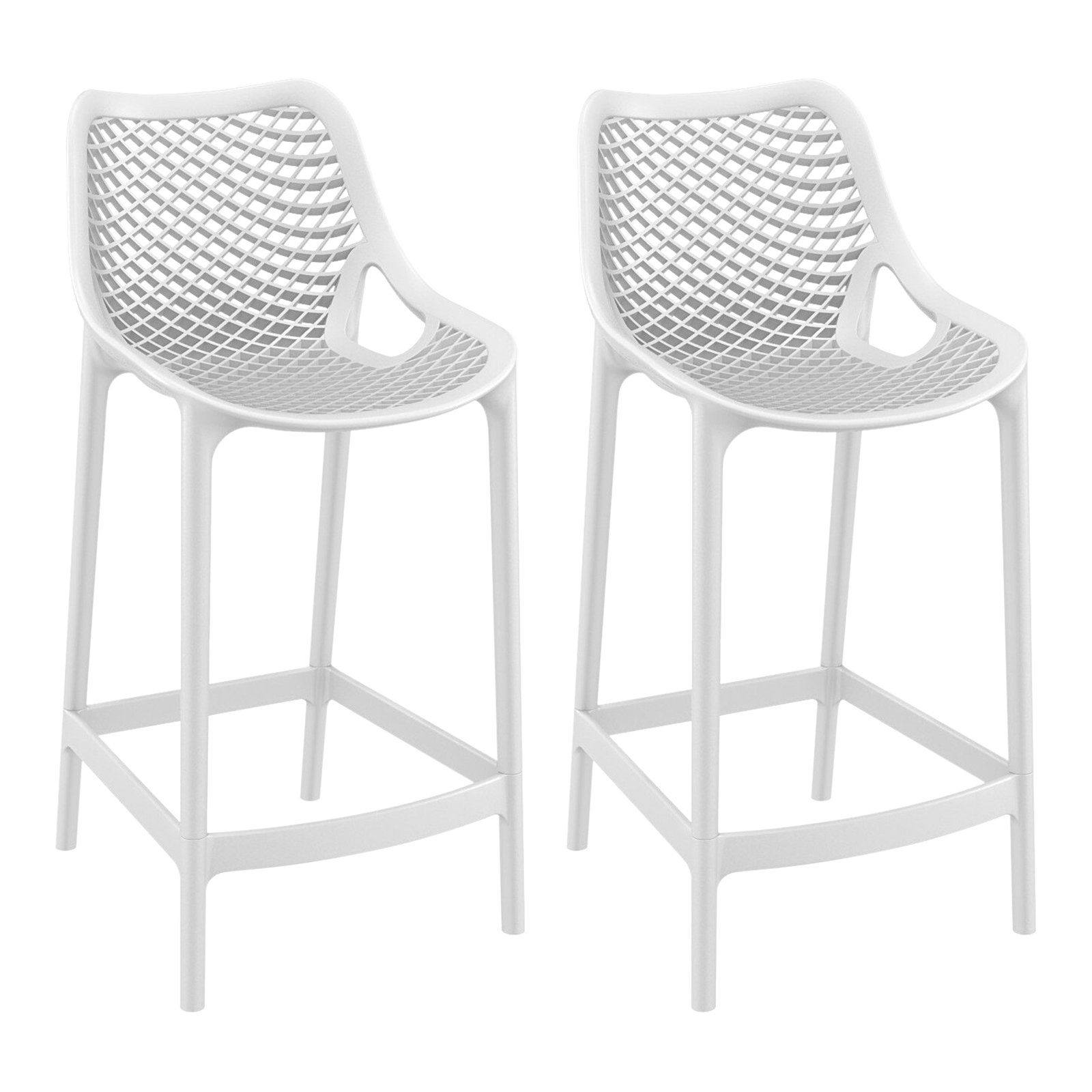 Farrah Patio Bar Stool, White, 25.6"