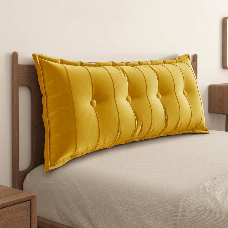 Yellow Rectangular Lumbar Cushion, Yellow, 50cm x 100cm