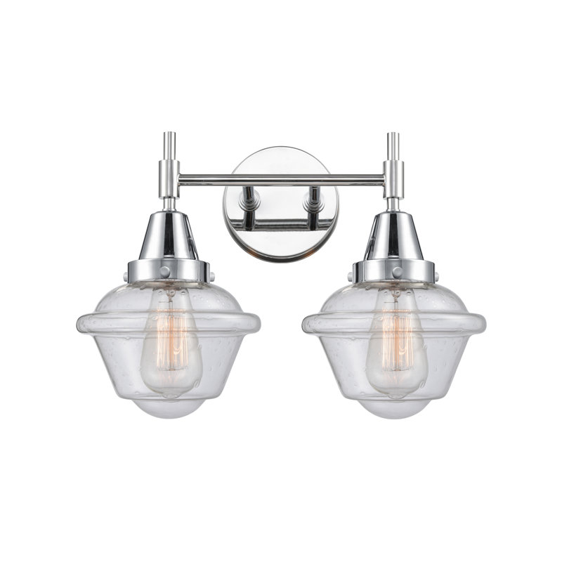 Éclairage pour meuble-lavabo à 2 lumières à intensité variable Gayle, Chrome poli, Ampoule DEL rétro 4 watts, Grainé