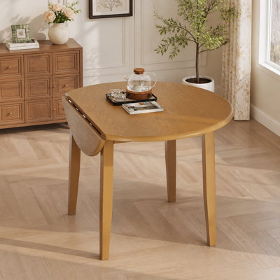 Extendable Round Dining Table for 2–4 People, Folding Wood Dining Table with Adjustable Size, Space-Saving Design for Small Apartments and Dining Areas - LIGHT BROWN