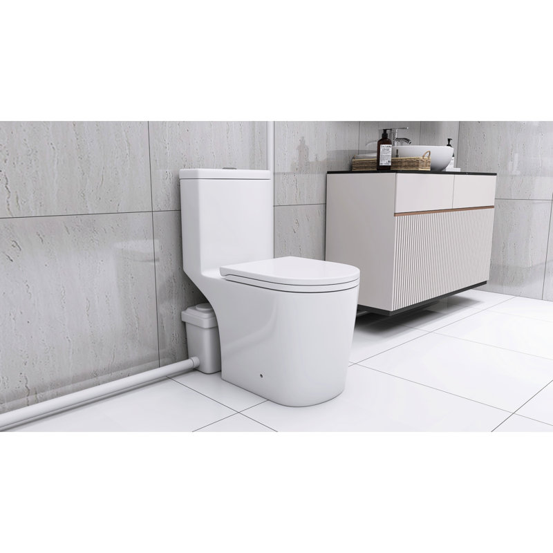 Toilet With 600W Advanced Technology: Dual Flush, 17.25" Comfortable Seat, Soft-Close, 3 Water Entries, White Modern Basement Featuring : Comfort Inlets,