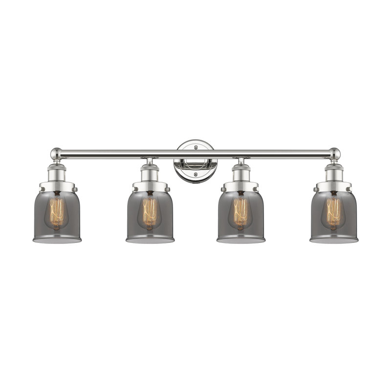 Éclairage pour meuble-lavabo à 4 lumières à intensité variable Asheton, Plaqué couleur fumée, Nickel poli