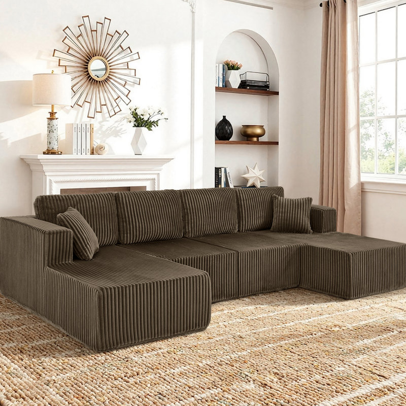 U-Shaped Modular Sectional Sofa With Upgraded Size And Sleeper Function For Maximum Comfort And Space Efficiency.