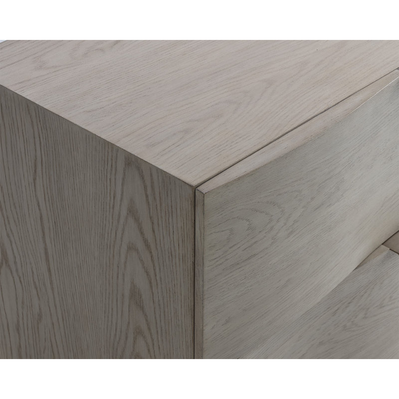 Beige Oak Veneer Modern 2-Drawer Nightstand
