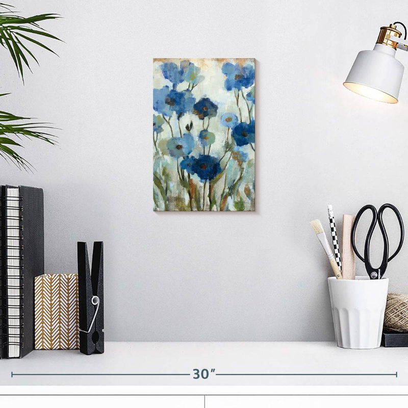 Harnek floral abstrait bleu II, H 12 po x l 8 po