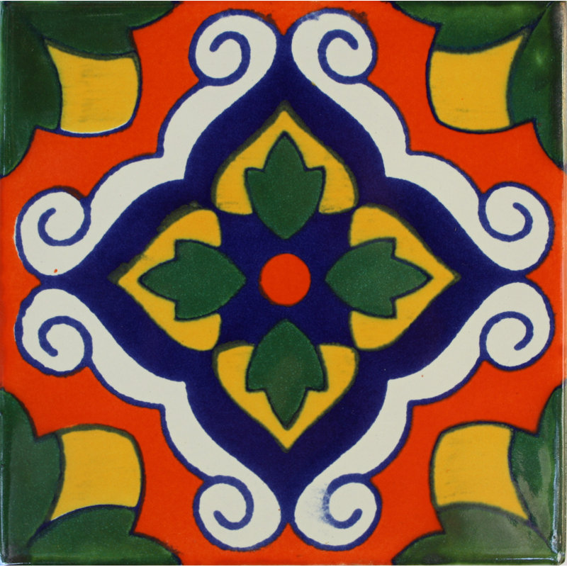 6" x 6" 4pcs TalaMex Urecho Talavera Mexican Tile