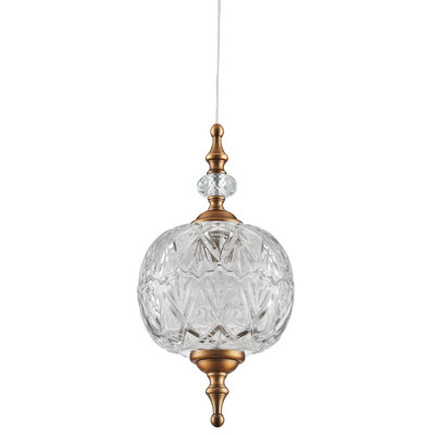 59*6.3 Antique Delicate Decorative Pattern Glass Ceiling Pendant Light