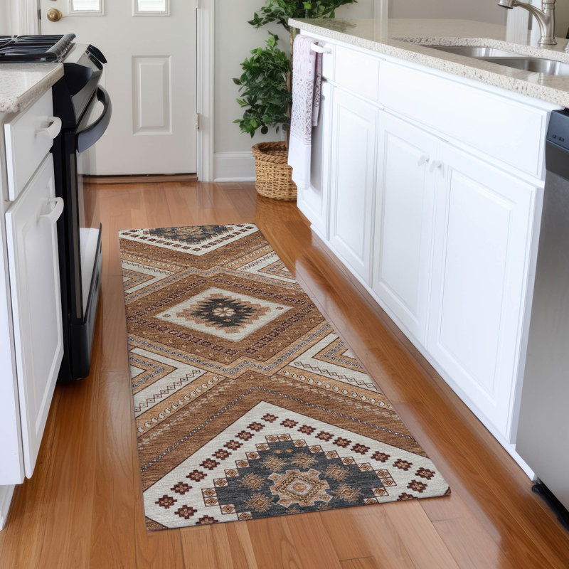 Premium Machine Washable Guada AMF1010 Tribal Rug, Runner 2'3" x 7'6"