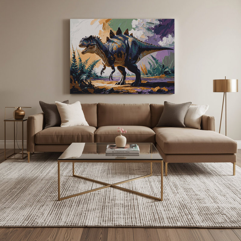 «Dinosaur Ankylosaurus», art mural sur toile mauve, H 11 po x l 14 po