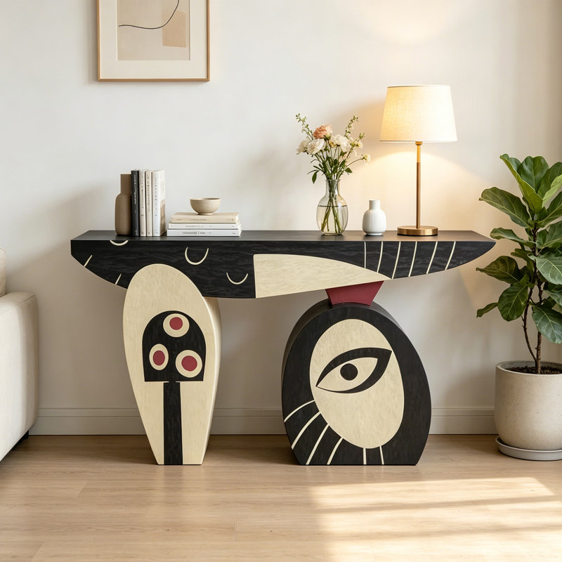 Console Mid-Century moderne, H 33,5 po x l 47,2 po x P 13,8 po