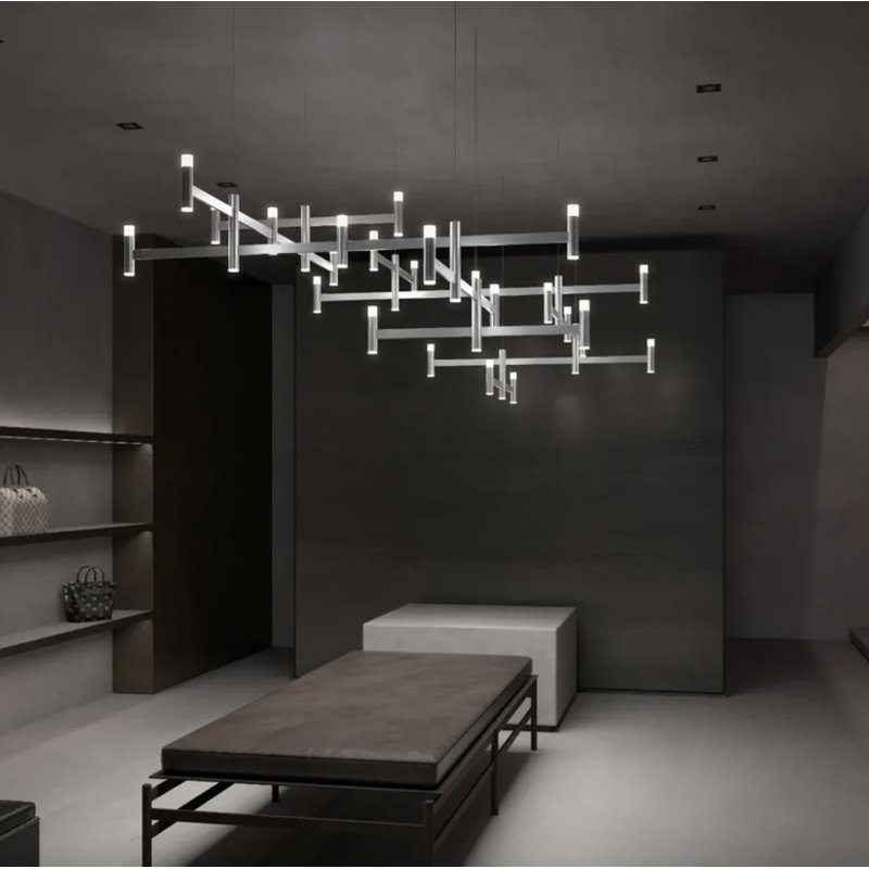 Systema 28 - Light LED Pendant, Bright Satin Aluminum