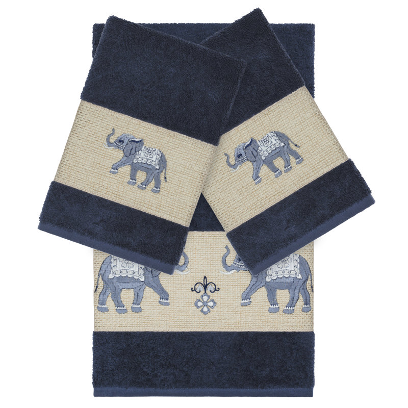 Quinn Turkish Cotton Towel Set, Midnight Blue, 3 Piece Towel Set