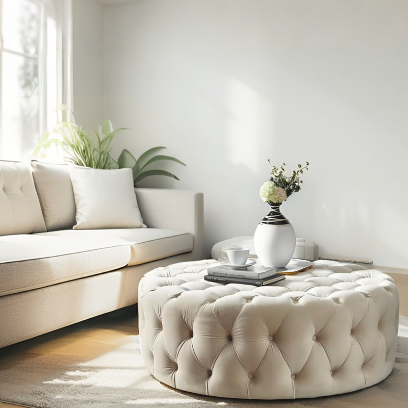 Tabouret de coiffeuse 47,24 po, Blanc, crème