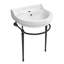 Console Whitehaus de 22 po avec cuve semi-circulaire, repose-pieds en laiton massif et porte-serviettes à l'avant-116863418-116863422