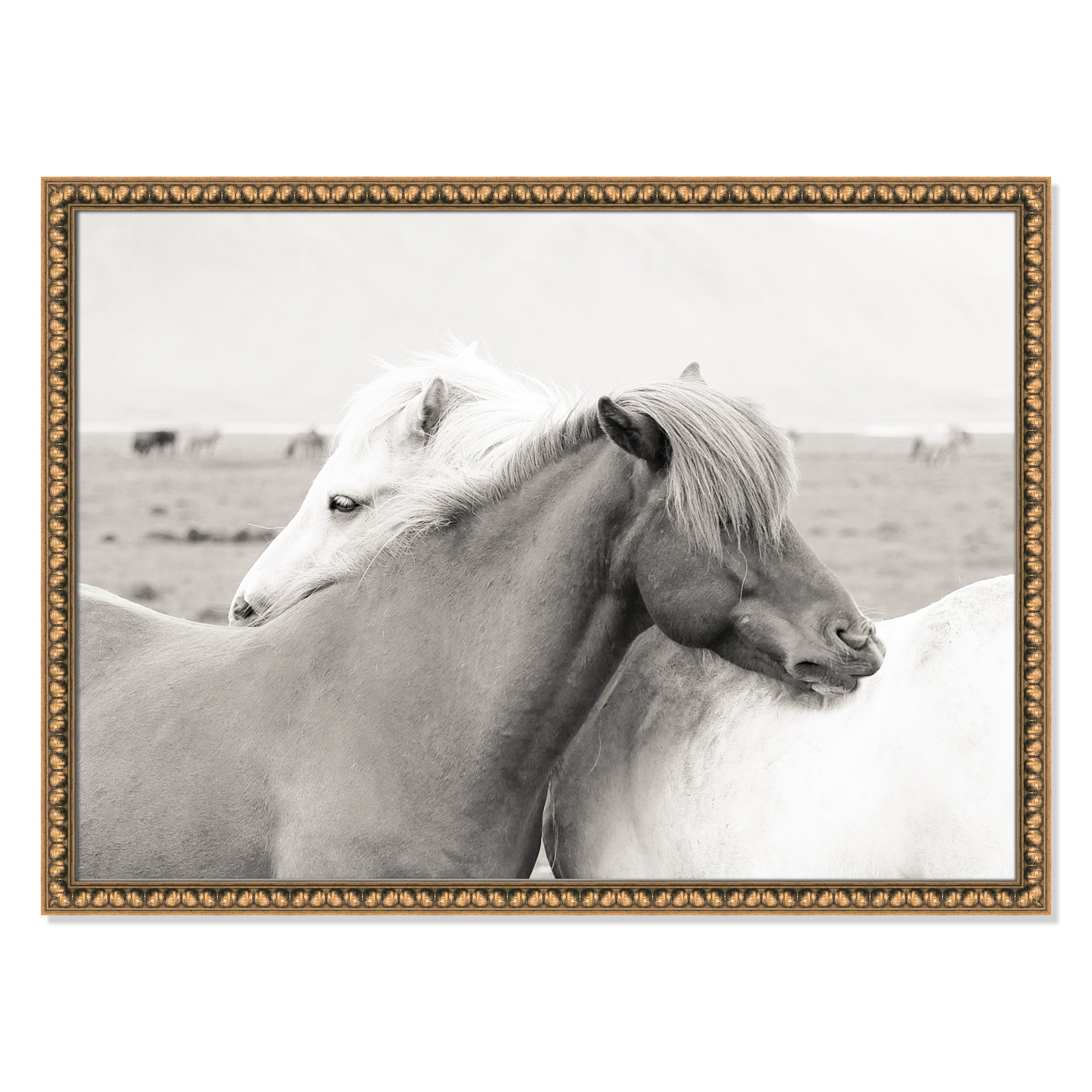 Melanie "Icelandic Meadow Horses" Print, 26.5" H x 36.5" W x 1.13" D, Gold Bead Framed