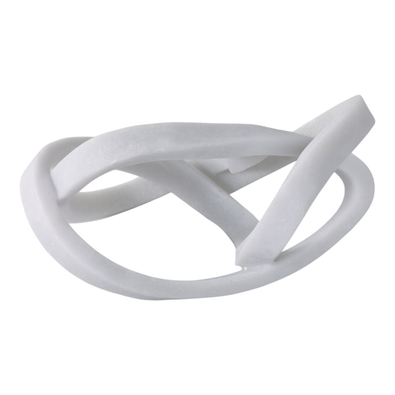 Decorative Abstract Circular Loop Statue Sculpture For Home Decor - Contemporary Decorative Objects For Living Room And Tabletop Styling - 16", White