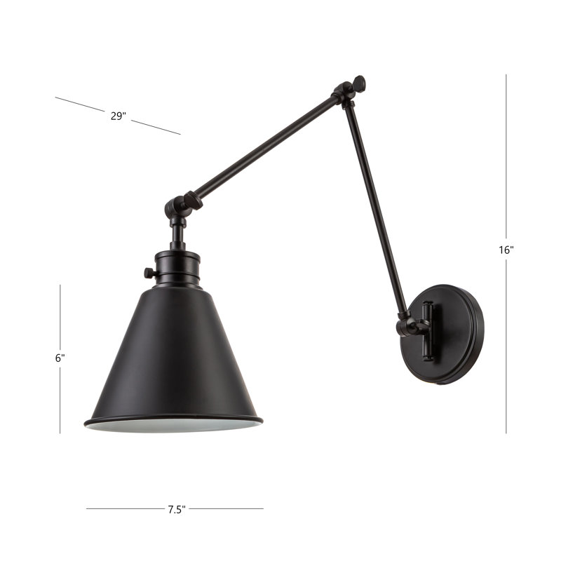 Alihan Swing Arm Sconce, Matte Black, Black
