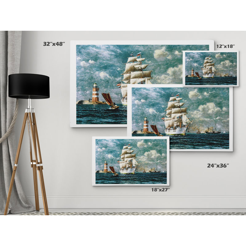 «Ships at Sea II», reproduction de dessin, Toile tendue, H 18 po x l 27 po x 1,5 po
