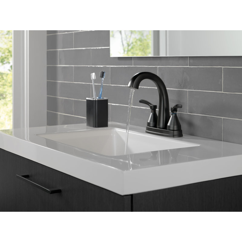 Stryke Centerset Bathroom Faucet with Drain Assembly and DIAMOND™ Seal Technology, Matte Black, Lever Handle