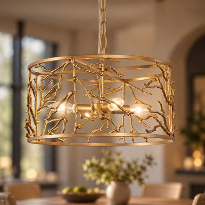 Parmer 4-Light Drum Modern Coral Branch Chandelier  for Dining Room