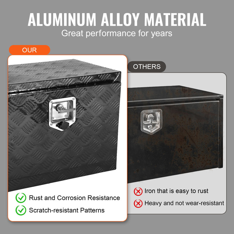 Coffre à outils en aluminium sous châssis pour camion, 61 x 43 x 46 cm, pour remorque ou camping-car.