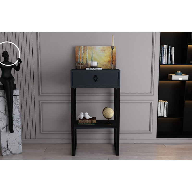 Damiyan Modern Industrial Dresser, Anthracite Color, 19.7 x 35.4 x 13.9 inches | 100% Melamine Coated Particle Board, Thickness: 0.7 inches | Stylish Storage Solution for Bedroom, Living Room or Office, Durable & Elegant Design