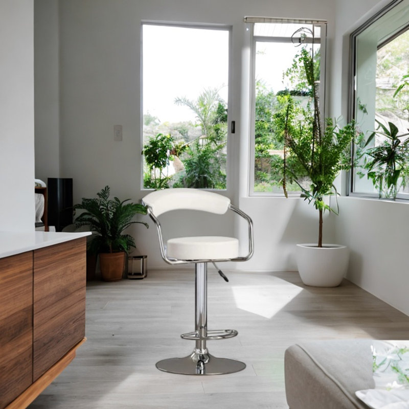 Tabouret réglable Majorie, Blanc / Blanc