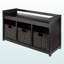 Banc de rangement Shirely 4 pièces avec 3 paniers tissés pliables en brun, H 20,65 po x l 37,14 po x P 13,3 po