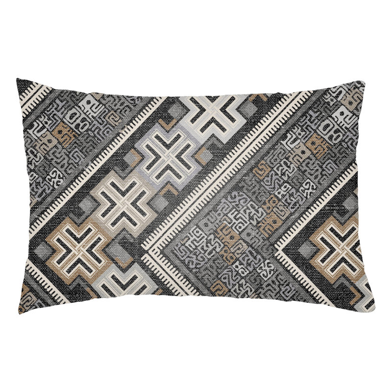 Lolita Daffodil Indoor/Outdoor Geometric Lumbar Pillow, Gray/Light Gray