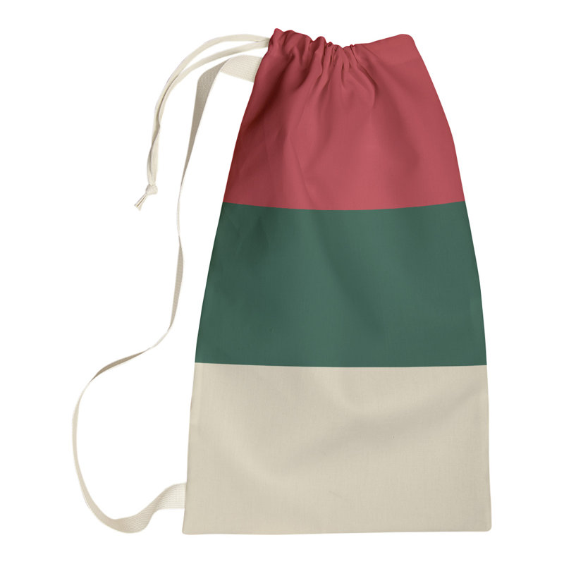 Fabric Laundry Bag with Handles, 29" H x 18" W x 1.5" D, Iron Range Red/Forest Green/Minnesota Wheat
