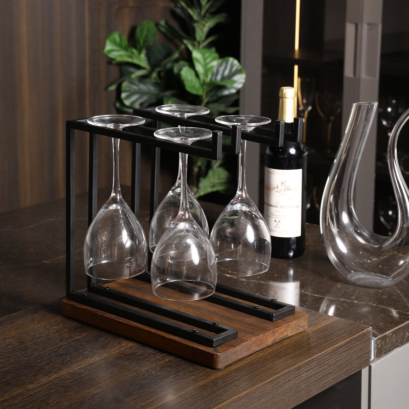 Tabletop Wine Glass Rack in Black/Dark Brown, Dark Brown