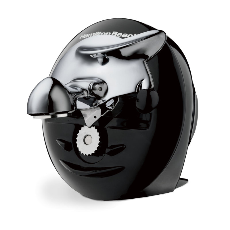 Black Cordless Electric Can Opener with Stainless Steel Blade